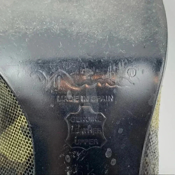 Nina heels size 6.5 leather army green camo 90s - Picture 7 of 12